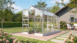 Vitavia Gewächshaus Eris 6200 inkl. 1 Dachfenster, Regenrinnen, Stahlfundamentrahmen - 6,2 m²