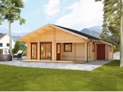 Wolff Finnhaus Gartenhaus Ferienhaus Odenwald 70-B inkl. gratis Fundamentanker/Pads
