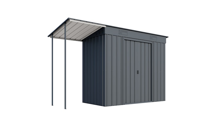 Globel Metallgerätehaus Skillion S64 - S84 anthrazit Set inkl. Schleppdach