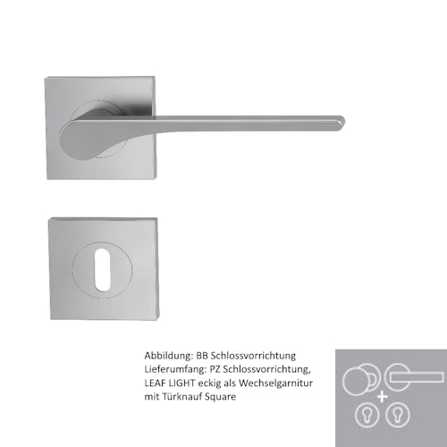 Griffwerk Wechselgarnitur LEAF LIGHT SIEGER DESIGN eckig - Samtgrau, Kaschmirgrau, Graphitschwarz