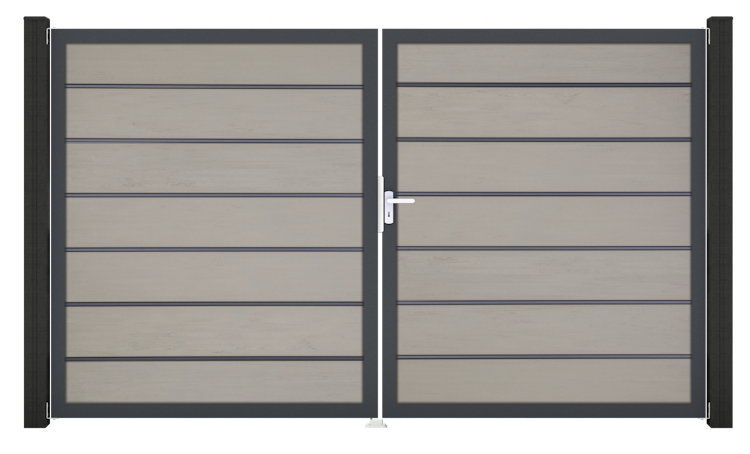 GroJa Solid Grande Premium Tor 2-flügelig 3000 x 1800 mm, Alu-Rahmen Anthrazit DB 703