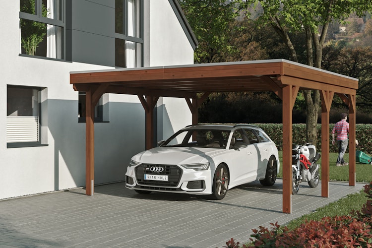 Skan Holz Grunewald - Flachdach Carport aus Leimholz Breite 427 cm Bild