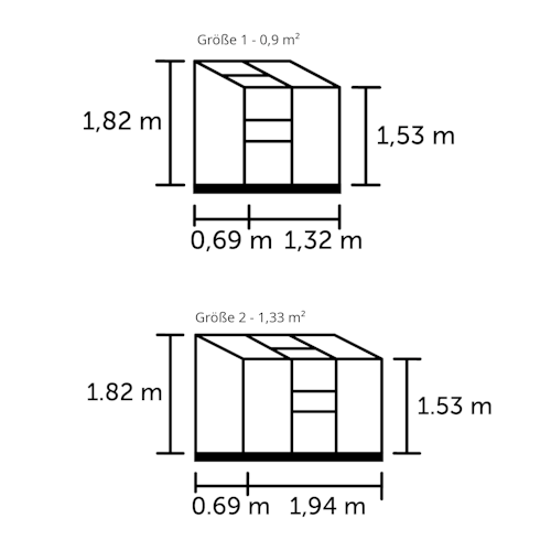 Halls Gewächshaus Altan - 0,91 m² / 1,33 m² Farbe: Schwarz