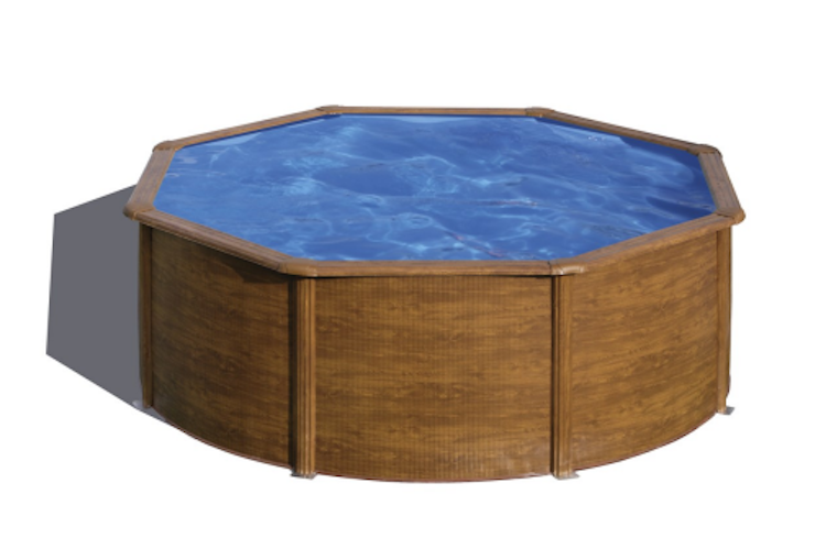 myPOOL Swimming Pool Poolset Feeling Holzoptik - Rund mit Stahlwandbecken Höhe 1,32 m