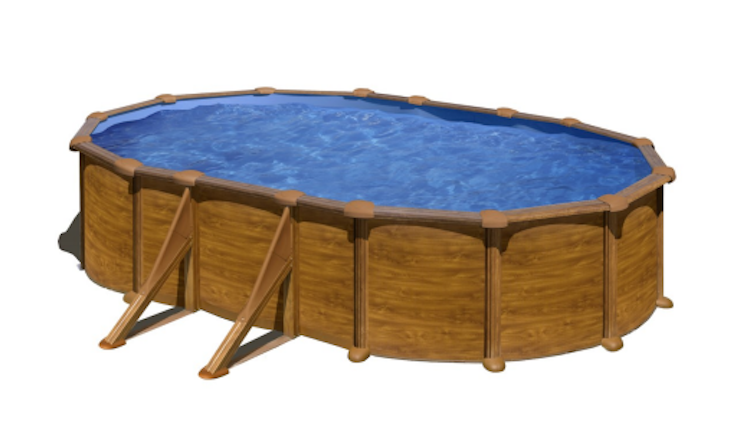 myPOOL Swimming Pool Poolset Feeling Holzoptik - Ovalform mit Stahlwandbecken Höhe 1,32 m