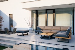 Diamond Garden Lounge-Set NORA Sun & Rain, Sofa + Hocker + Tisch, Aluminium / Teak / Tuvatextil (100 % Polyacryl)