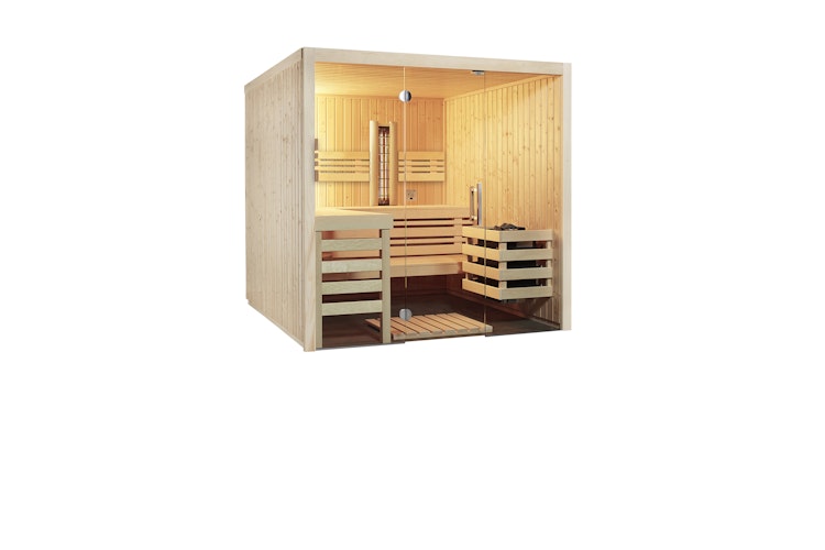 Infraworld Sauna Panorama Complete 160 Fichte - 75 mm Multifunktionssauna inkl. 5-teiligem gratis Zubehörset
