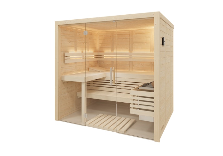 Infraworld Sauna Solido Glas Complete 167 - 40 mm Multifunktionssauna inkl. 5-teiligem gratis Zubehörset