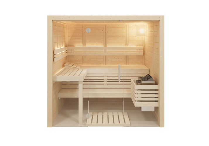 Infraworld Sauna Solido Glas Complete 167 - 40 mm Multifunktionssauna inkl. 5-teiligem gratis Zubehörset