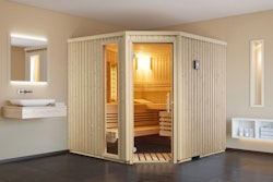 B-Ware Infraworld Sauna Safir Complete Fichte - 75 mm Multifunktionssauna inkl. 5-teiligem gratis Zubehörset