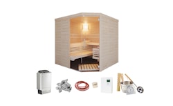 Infraworld Sauna Solido 209 Ecke - 40 mm Massivholzsauna inkl. 5-teiligem gratis Zubehörset