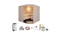 Infraworld Sauna Solido Complete 209 Ecke - 40 mm Massivholzsauna inkl. 5-teiligem gratis Zubehörset