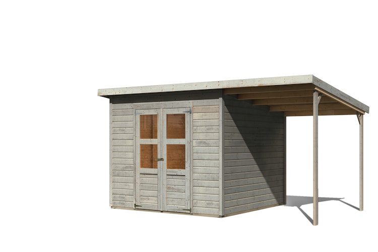 Karibu Eco Gartenhaus Merseburg 6 inkl. Anbaudach - Sparset