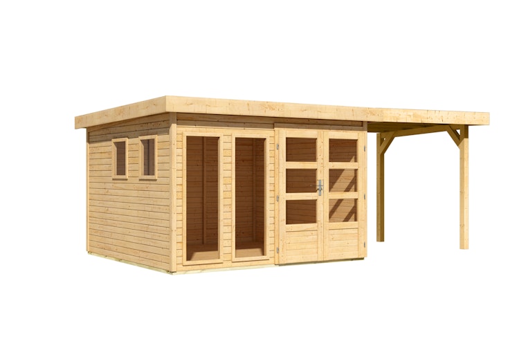 Karibu Gartenhaus Lahar 3,5/5/6 mit 240 cm Schleppdach -19 mm
