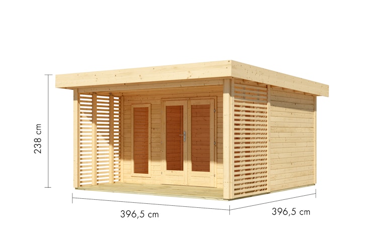 Karibu Gartenhaus Chione - 38 mm mit Terrasse & erhöhter Schneelast (300 kg/m²)