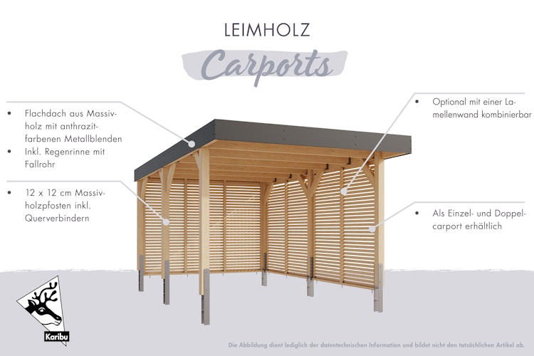 Karibu Carport Doppelcarport Leimholz 1/2