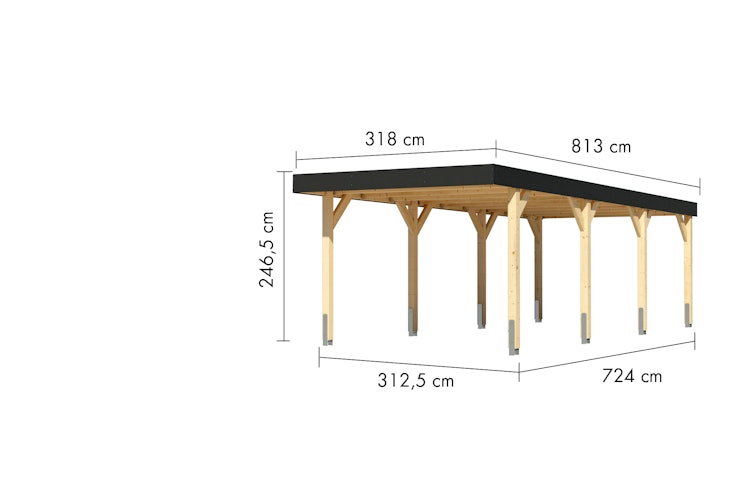 Karibu Carport Einzelcarport Leimholz 1/2