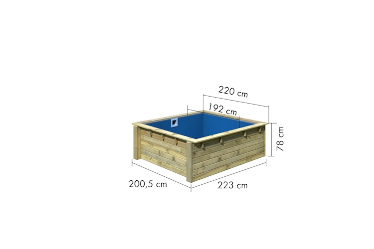 Karibu Minipool - 220 x 220 cm - kesseldruckimprägniert inkl. gratis Pool-Pflegeset