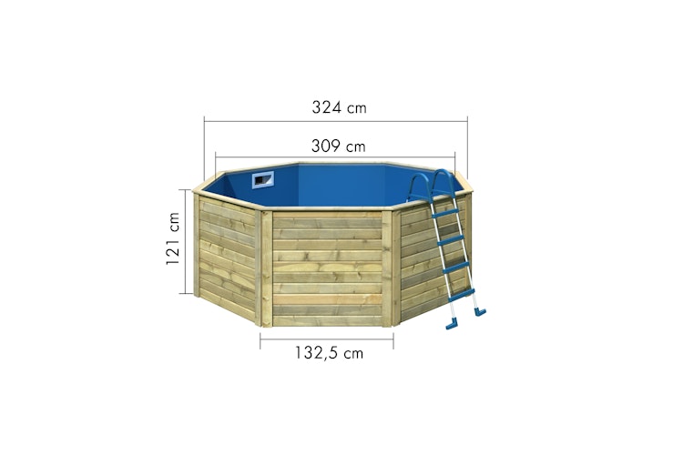 Karibu Pool Modell X0 350 x 350 cm - kesseldruckimprägniert mit Metallecke inkl. gratis Pool-Pflegeset