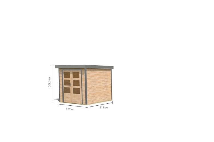 Karibu Metall-Holzgartenhaus Hybridhaus Jupiter A/B/C/D - 19 mm/0,5 mm inkl. gratis Innenraum-Pflegebox im Wert von 99€