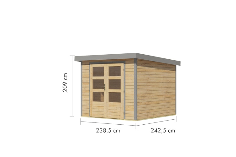 Karibu Metall-Holzgartenhaus Hybridhaus Jupiter A/B/C/D - 19 mm/0,5 mm inkl. gratis Innenraum-Pflegebox im Wert von 99€