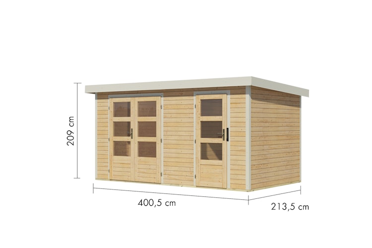 Karibu Metall-Holzgartenhaus Hybridhaus Merkur A/B/C/D - 19 mm/0,5 mm - Mittelwandhaus 