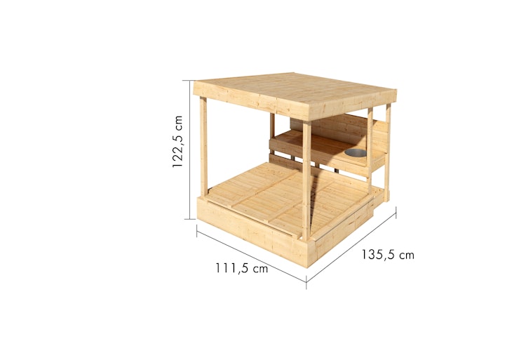 Karibu Sandkasten Max mit Dach und Matschküche