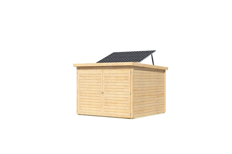 Karibu Fahrradgarage 3/4 inkl. Fahrradschienen (für 3 oder 4 Fahrräder) - 19 mm - mit Solarpaket