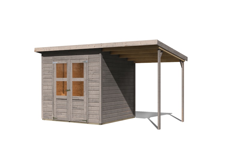 Karibu Eco Gartenhaus Merseburg 4 inkl. Anbaudach - Sparset