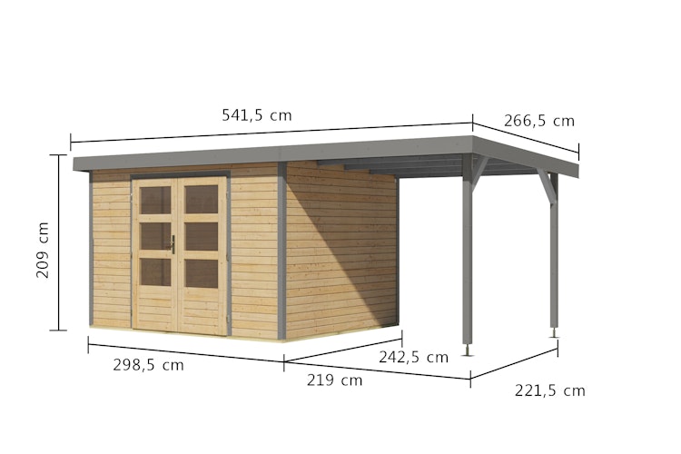 Karibu Metall-Holzgartenhaus Hybridhaus Jupiter A/B/C/D - 19 mm/0,5 mm