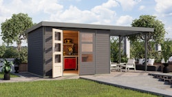 Karibu Metall-Holzgartenhaus Hybridhaus Jupiter A/B/C/D - 19 mm/0,5 mm