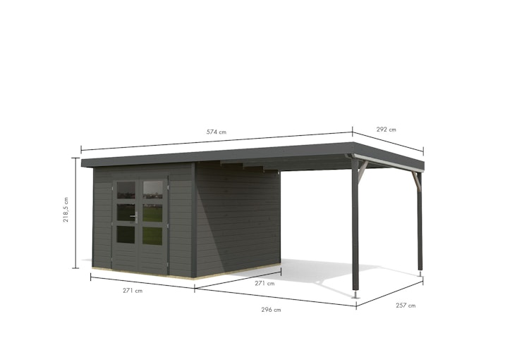 Karibu Metall-Holzgartenhaus Hybridhaus Pluto A/B/C/D - 28 mm/0,5 mm