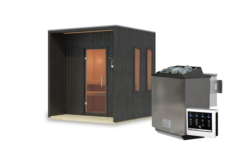 Karibu Design Saunahaus Arcadia Blackline - 73 mm