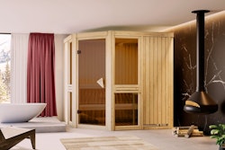 Karibu Amelia 2 - Sauna mit Eckeinstieg 68 mm
