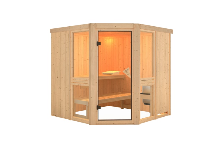Karibu Amelia 2 - Sauna mit Eckeinstieg 68 mm