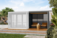 Karibu Anbaudach inkl. Lamellenwänden für Gartensaunen Ares 1/2/3 Karibu Anbaudach inkl. Lamellenwänden für Gartensaunen Ares 1/2/3Zubehörbild