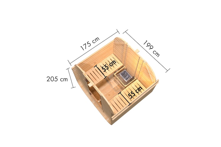 Karibu Saunahaus Fasssauna Quadro 1 - 38 mm inkl. gratis Saunaofen & 8-teiligem Zubehörpaket (Gesamtwert 741,91€)