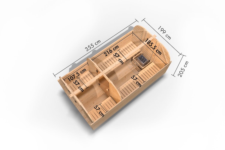 Karibu Saunahaus Fasssauna Quadro 3 - 38 mm inkl. gratis Saunaofen & 8-teiligem Zubehörpaket (Gesamtwert 741,91€) Bild