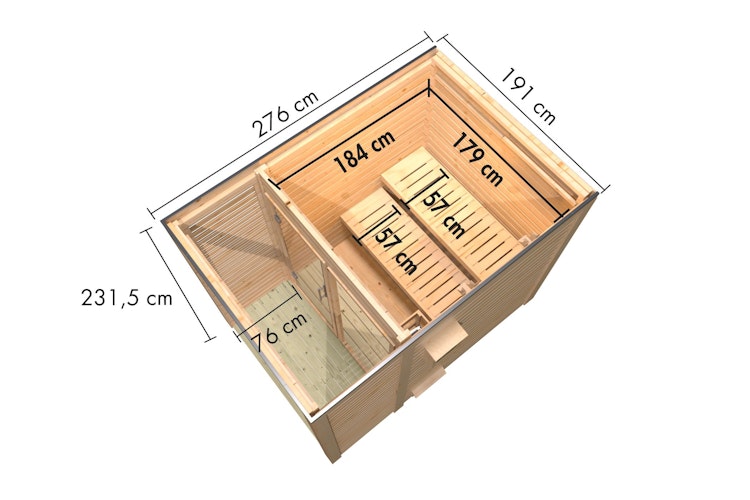 Karibu Gartensauna Saunahaus Angkor 1 inkl. gratis Saunaofen & 8-teiligem Zubehörpaket (Gesamtwert 1071,91€) Bild