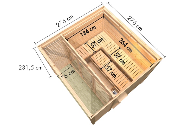 Karibu Gartensauna Saunahaus Angkor 3 inkl. gratis Saunaofen & 8-teiligem Zubehörpaket (Gesamtwert 1071,91€) Bild