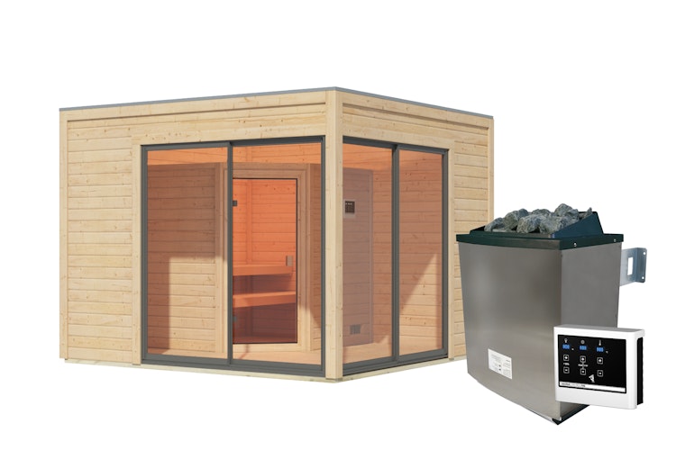 Karibu Design Saunahaus Terning 3 mit Vorraum - 38 mm