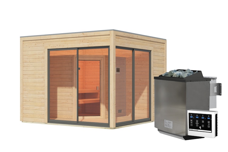 Karibu Design Saunahaus Terning 3 mit Vorraum - 38 mm