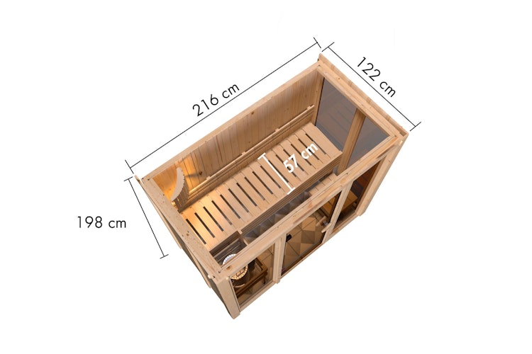 Karibu Sauna Irava 2 - 68 mm Systemsauna - 230 Volt Plug & Play inkl. 8-teiligem gratis Zubehörpaket (Gesamtwert 191,92€)