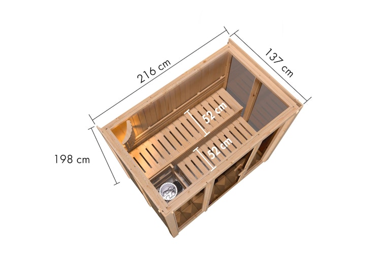 Karibu Sauna Irava 3 - 68 mm Systemsauna - 230 Volt Plug & Play inkl. 8-teiligem gratis Zubehörpaket (Gesamtwert 191,92€)