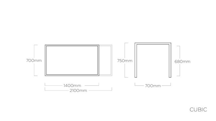 Kettler HPL-Ausziehtisch CUBIC, Aluminium / HPL Anthrazit