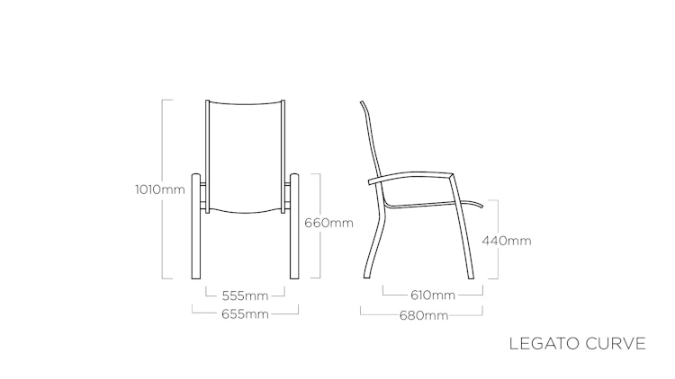 Kettler Stapelsessel LEGATO CURVE, Aluminium Anthrazit / Outdoorgewebe Anthrazit