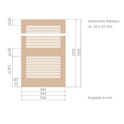 OSMO Lamellentüre mit offenen Lamellen - mit Querrahmen Bild