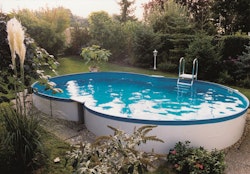 myPOOL Swimming Pool Poolset Premium Achtform mit Sandfilteranlage - weiß