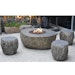Gardenforma Sitzgruppen-Set: Gas Feuerstelle Vesuv in Basaltoptik aus Faserbeton & 4x HockerBild