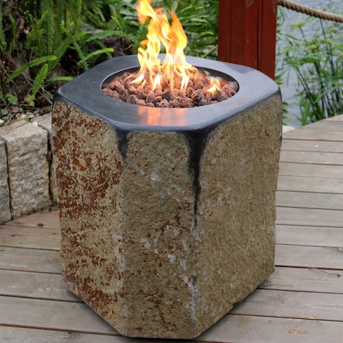 Gardenforma Gas Feuerstelle Derby aus Basalt Naturstein schwarz/braun Bild